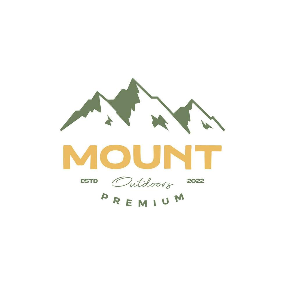 mountain hiking outdoor vintage simple logo design vector