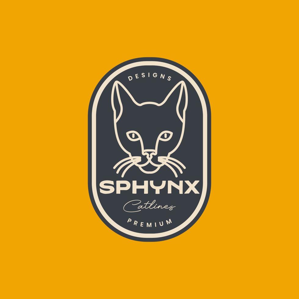 cabeza gato mascotas sphynx gatito línea mínimo Clásico pegatina logo diseño vector