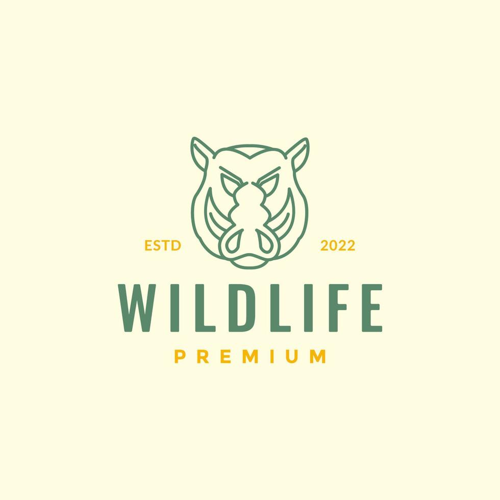 wildlife animal wild boar head danger line art forest logo design vector
