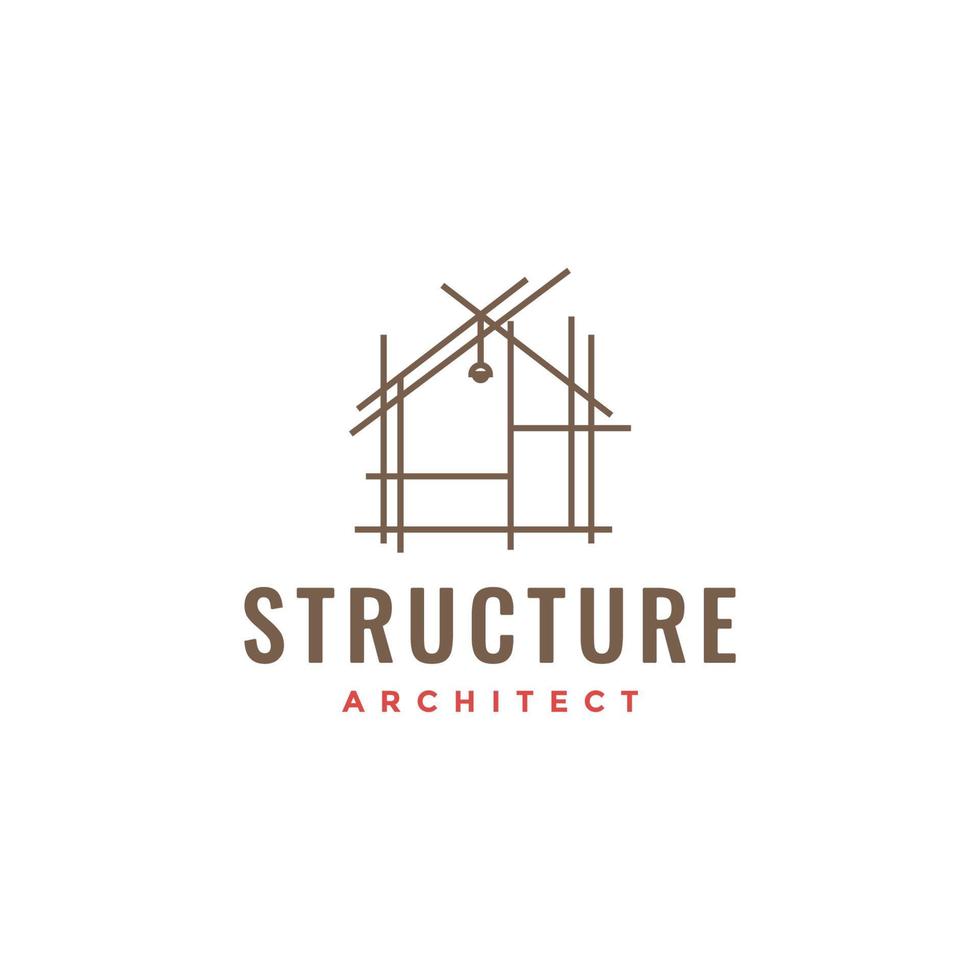 construction minimalist home house architect structure modern line logo design vector