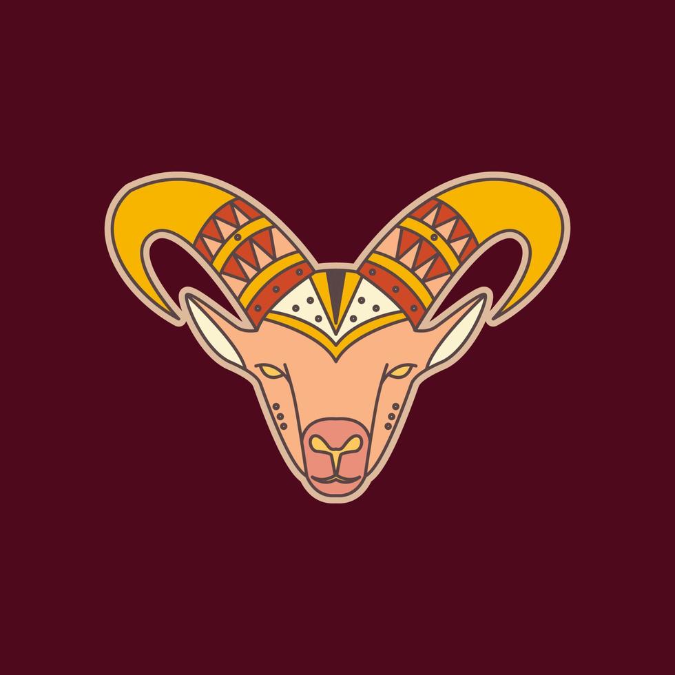 cattle livestock goat strong horn face art festival modern sticker logo design vector