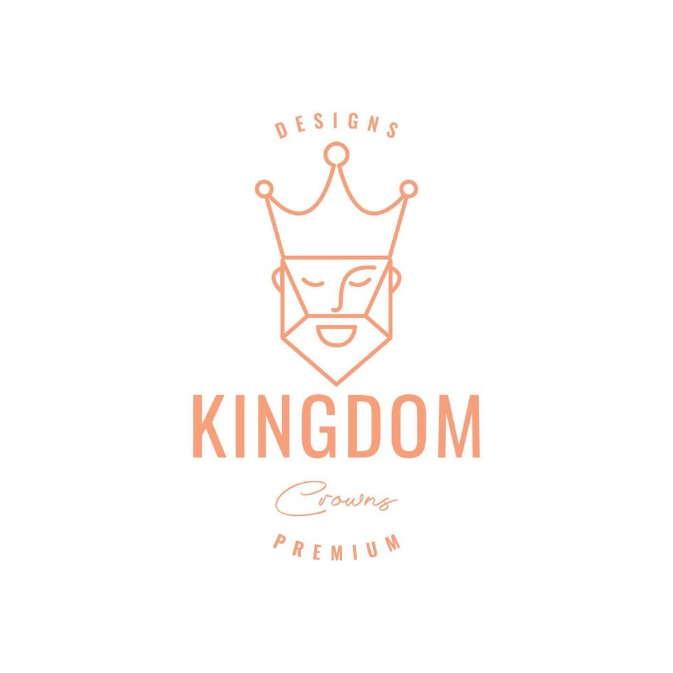 mascot cartoon face king kingdom crown smile line art logo design vector