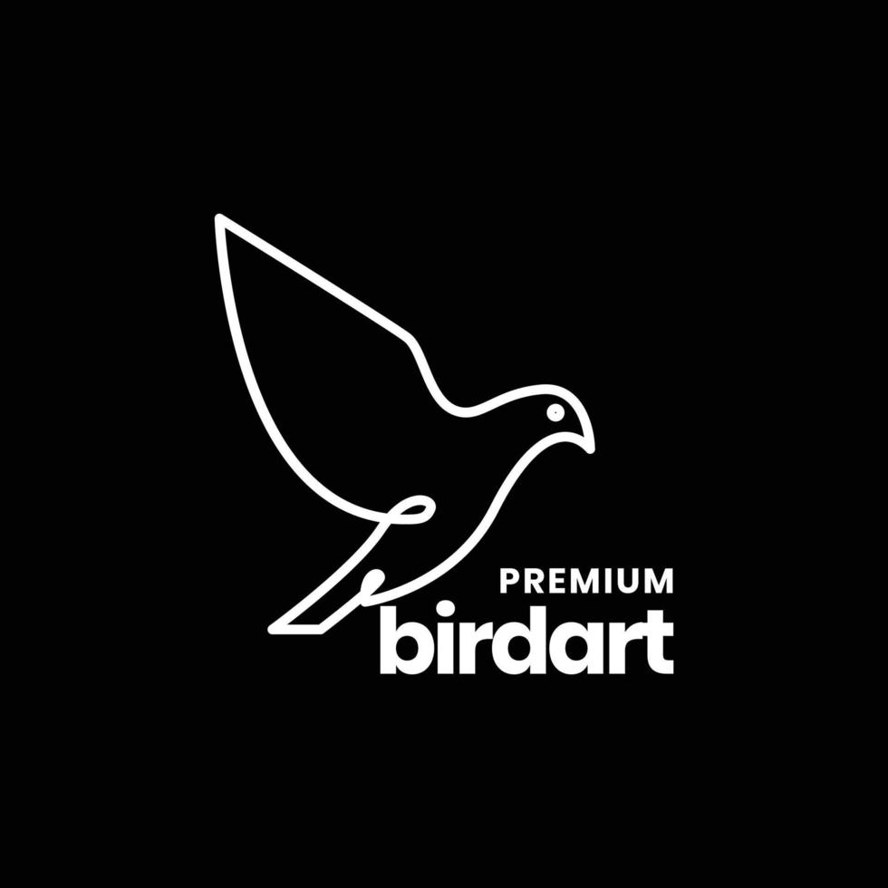 flying bird dove pigeon modern minimal line art simple logo design vector