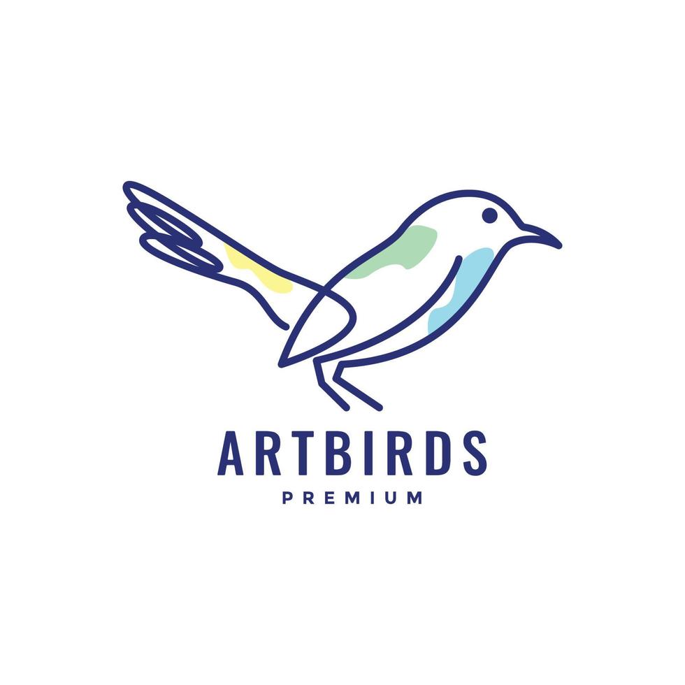 animal bird exotic little lines art abstract modern colorful logo design vector