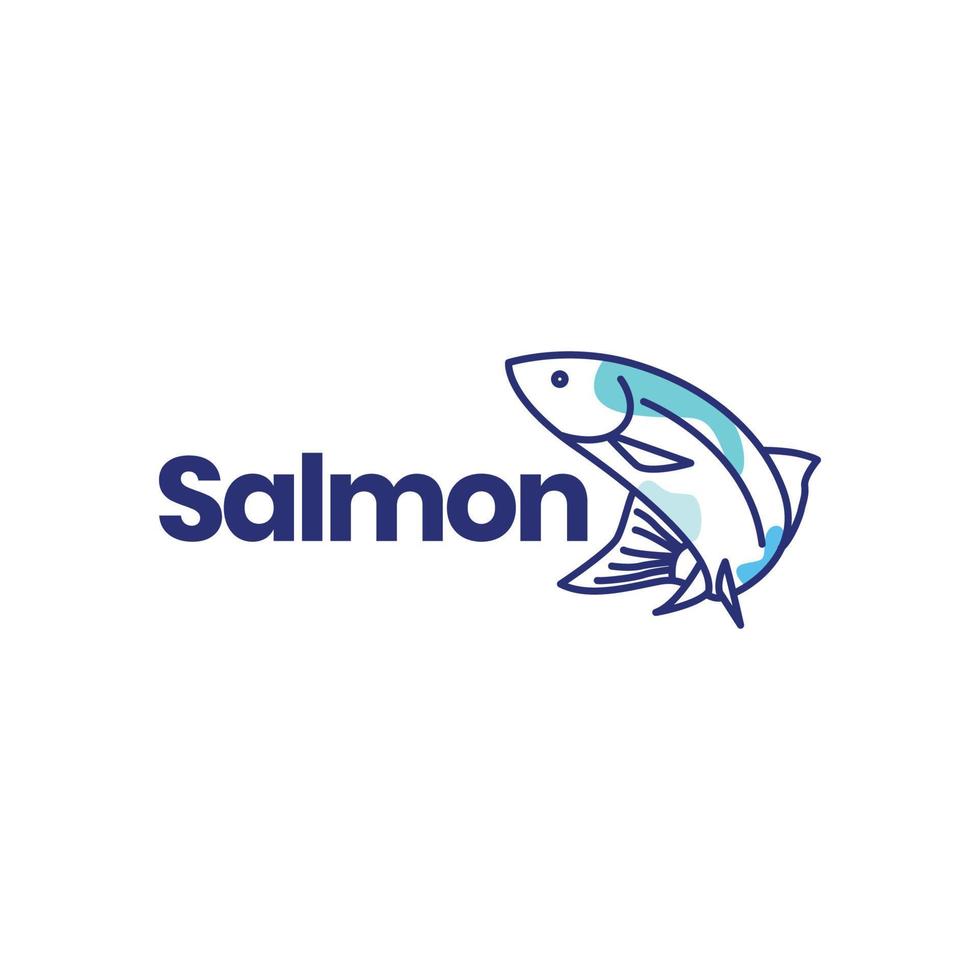 salmón pescado mar Oceano Fresco comida línea Arte moderno resumen vistoso logo diseño vector