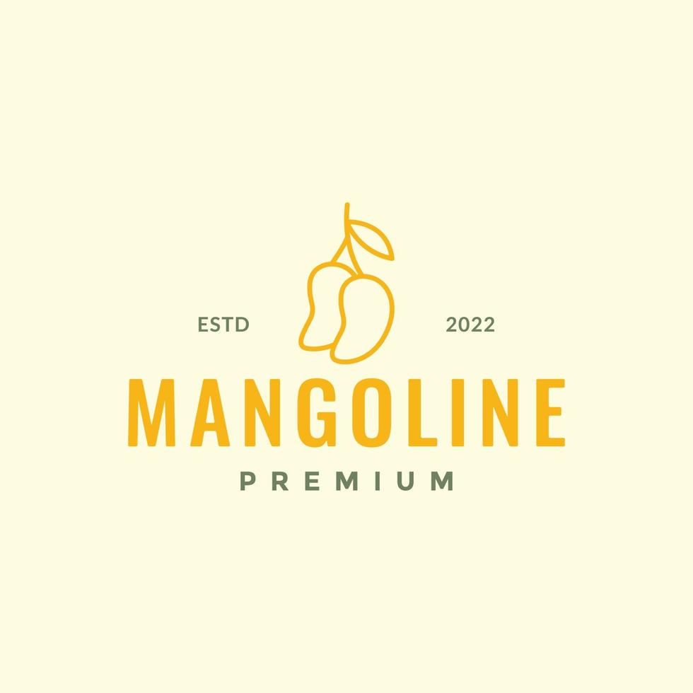 fruit fresh mango juice simple shape minimal line logo design vector
