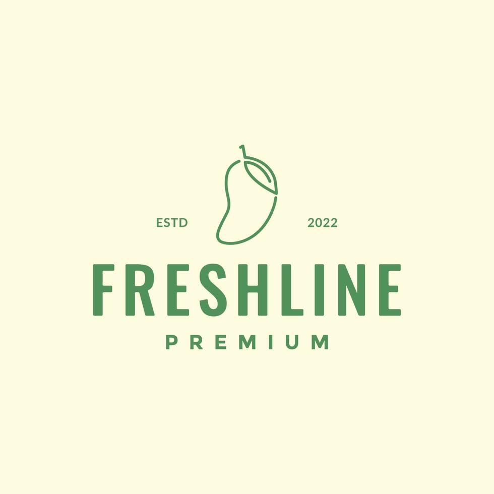 fruit fresh mango juice simple shape minimal line logo design vector