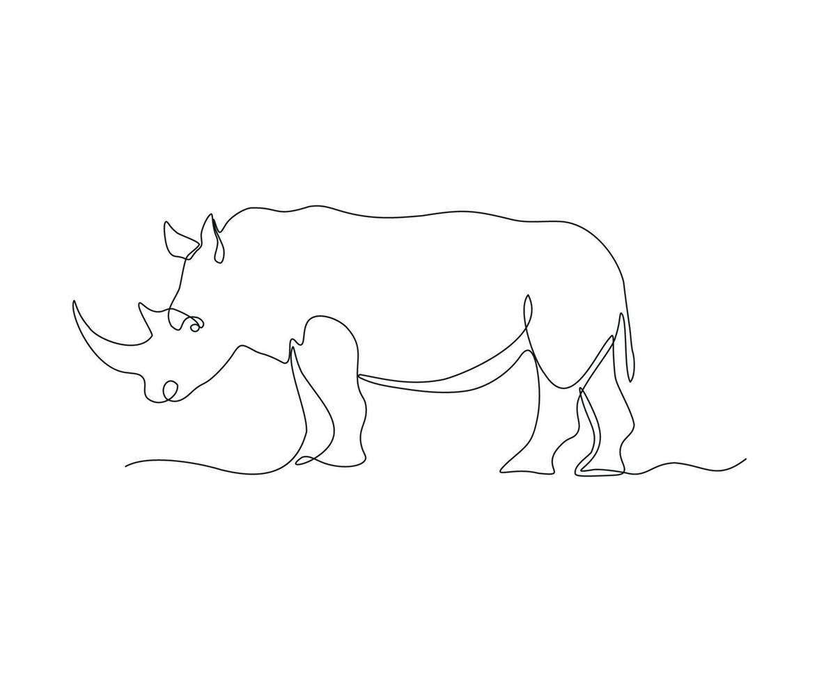 abstract Rhinoceros Continuous One Line Drawing vector