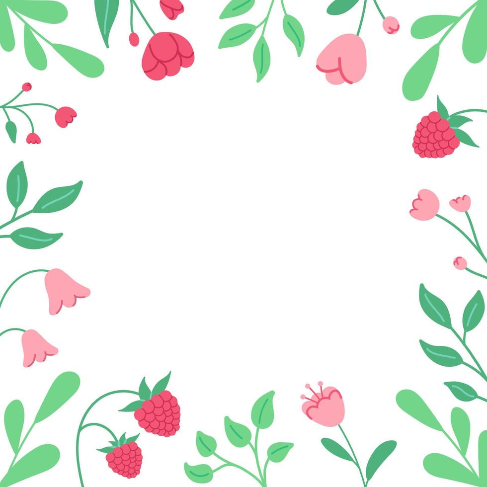 plano ilustraciones de flores primavera decorativo cuadrado marco modelo para bandera, volantes, fondo de pantalla, folleto, saludo tarjeta. vector