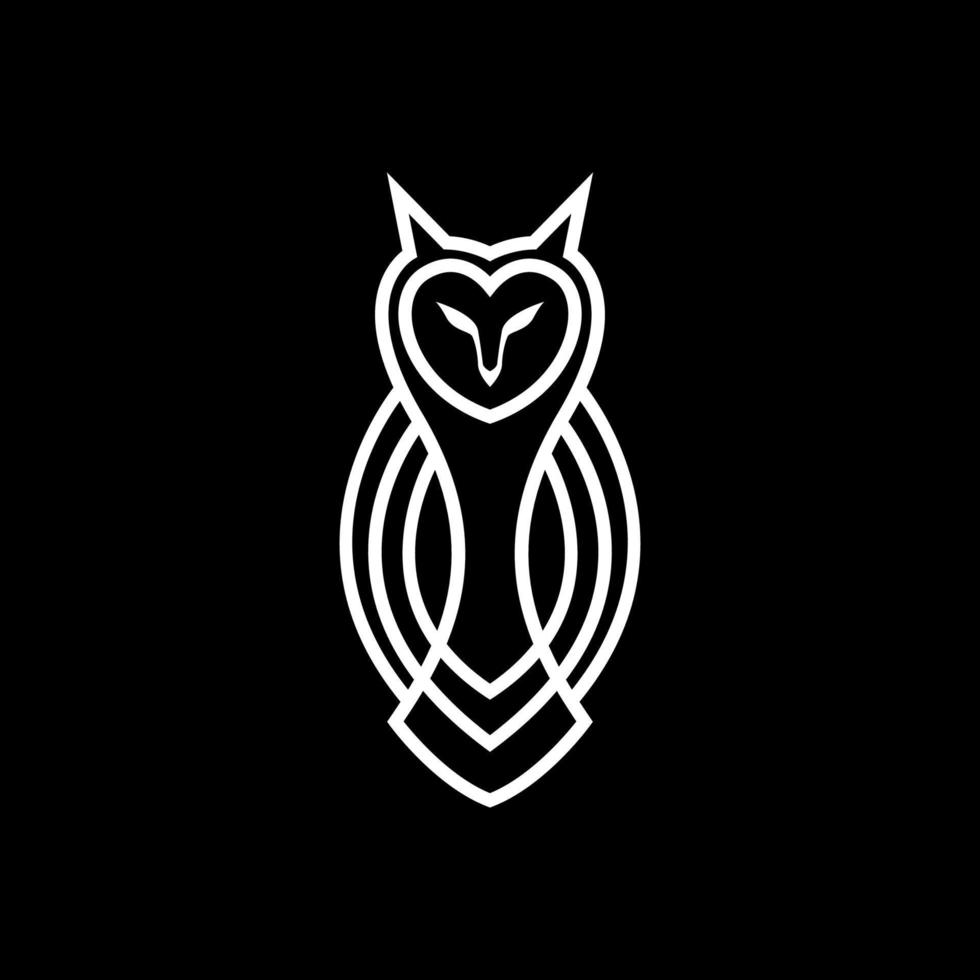 noche pájaro animal nocturno granero búho línea geométrico moderno mínimo logo diseño vector