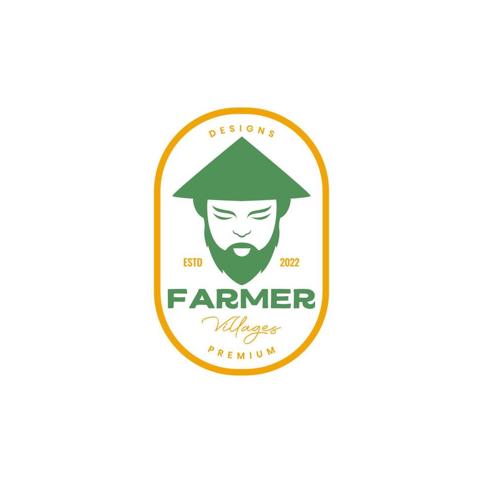 cara antiguo hombre barbado gorra granjero mascota de colores Clásico logo diseño vector