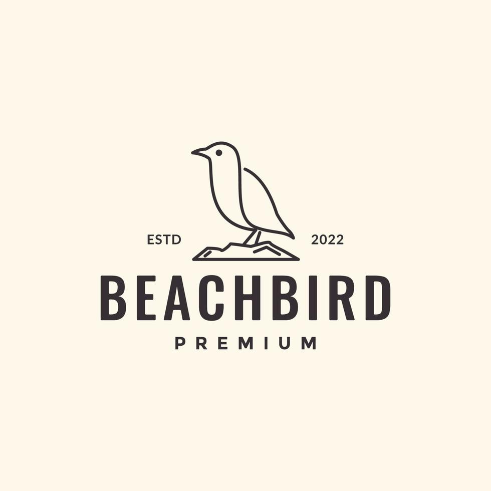 pequeño pájaro playa lavandera línea Arte mínimo hipster logo diseño vector