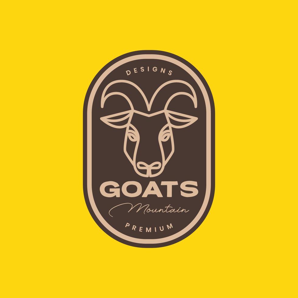 animal cattle livestock goat horned milk lamb line vintage retro badge logo design vector