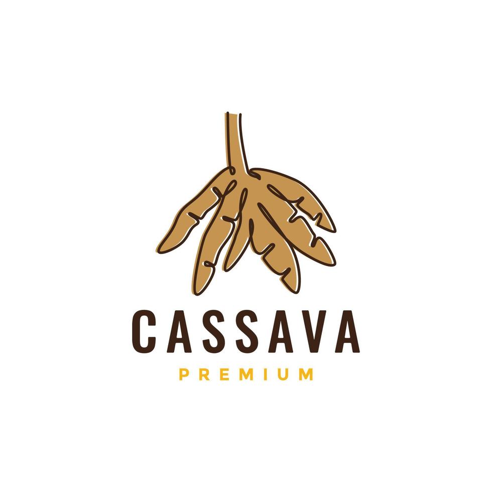 cassava root field eat cooking food traditional taste line art colorful logo design vector