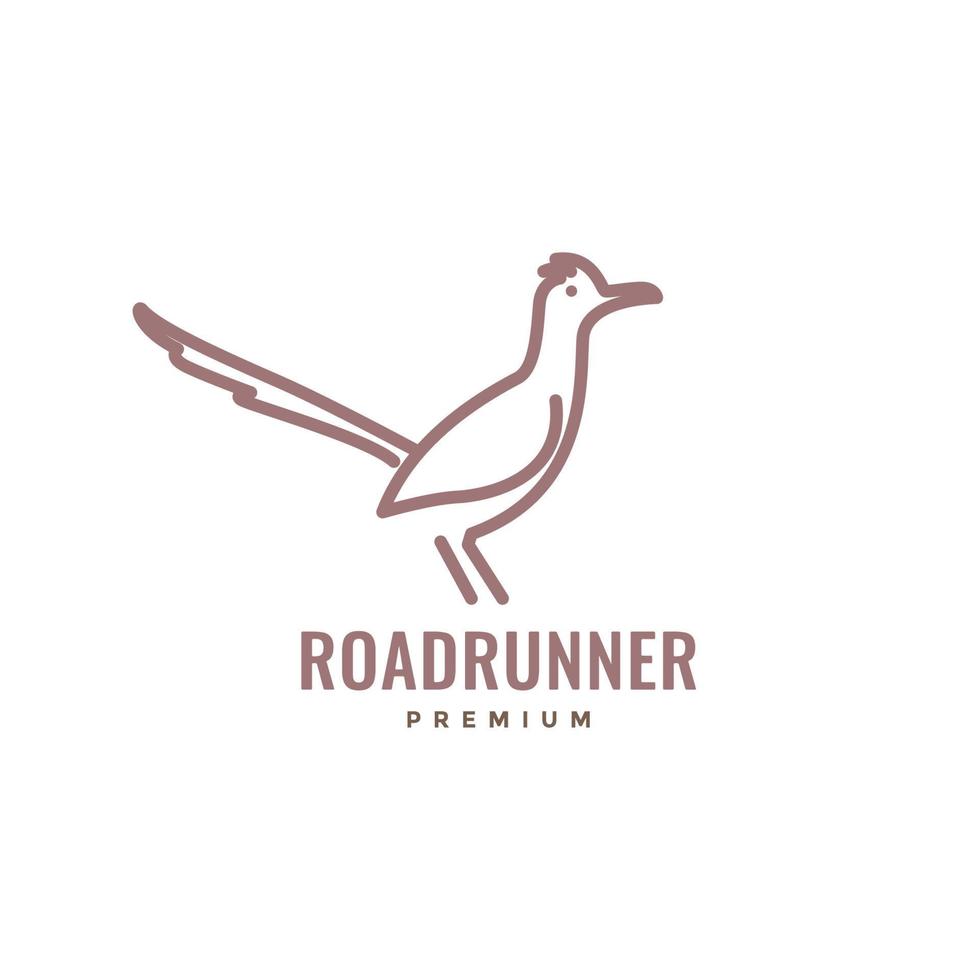 fast fun bird land roadrunner line modern minimal logo design vector