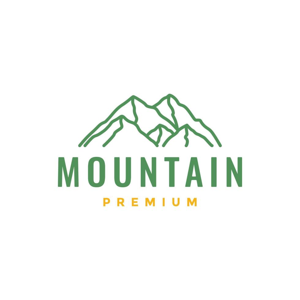 hiking mountain high hill peak line minimal modern logo design vector