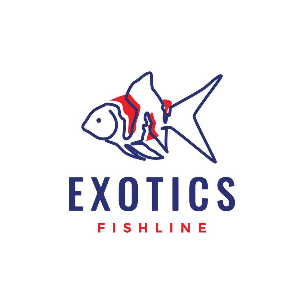 exotic fish aquarium goldfish line art modern minimal logo design vector