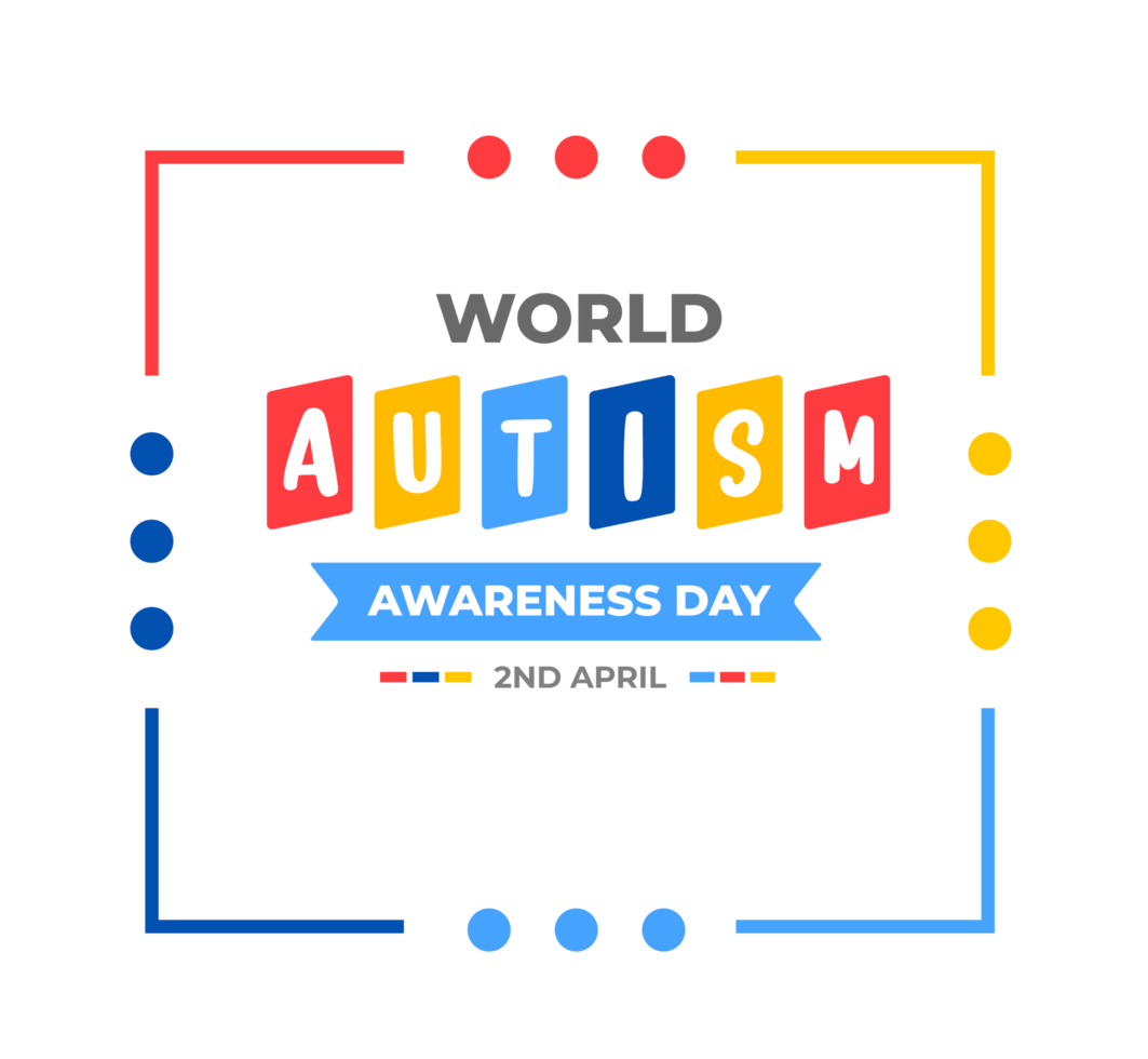 World autism awareness day typography design template . World autism day colorful text design banner. design of autism. autism Health care Medical flat Text of April 02 png