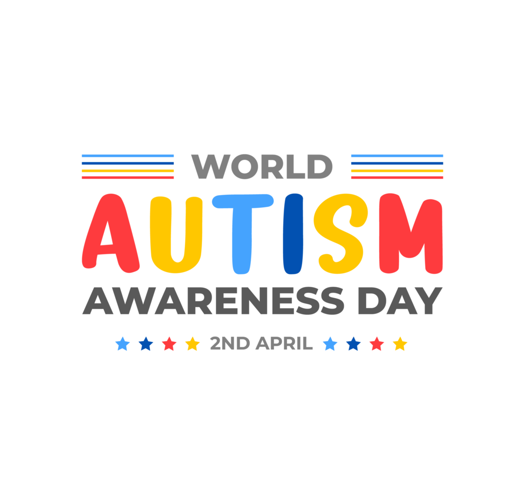 World autism awareness day typography design template . World autism day colorful text design banner. design of autism. autism Health care Medical flat Text of April 02 png