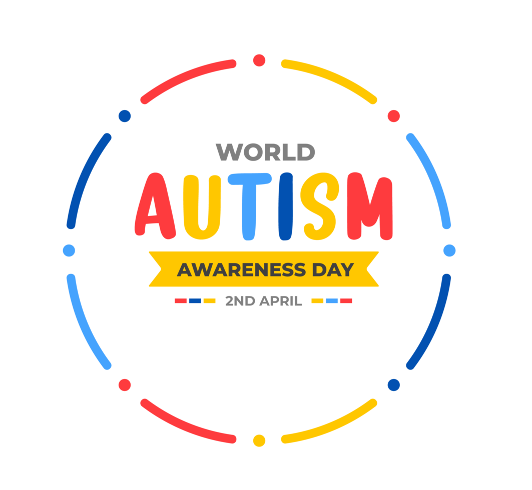 World autism awareness day typography design template . World autism day colorful text design banner. design of autism. autism Health care Medical flat Text of April 02 png