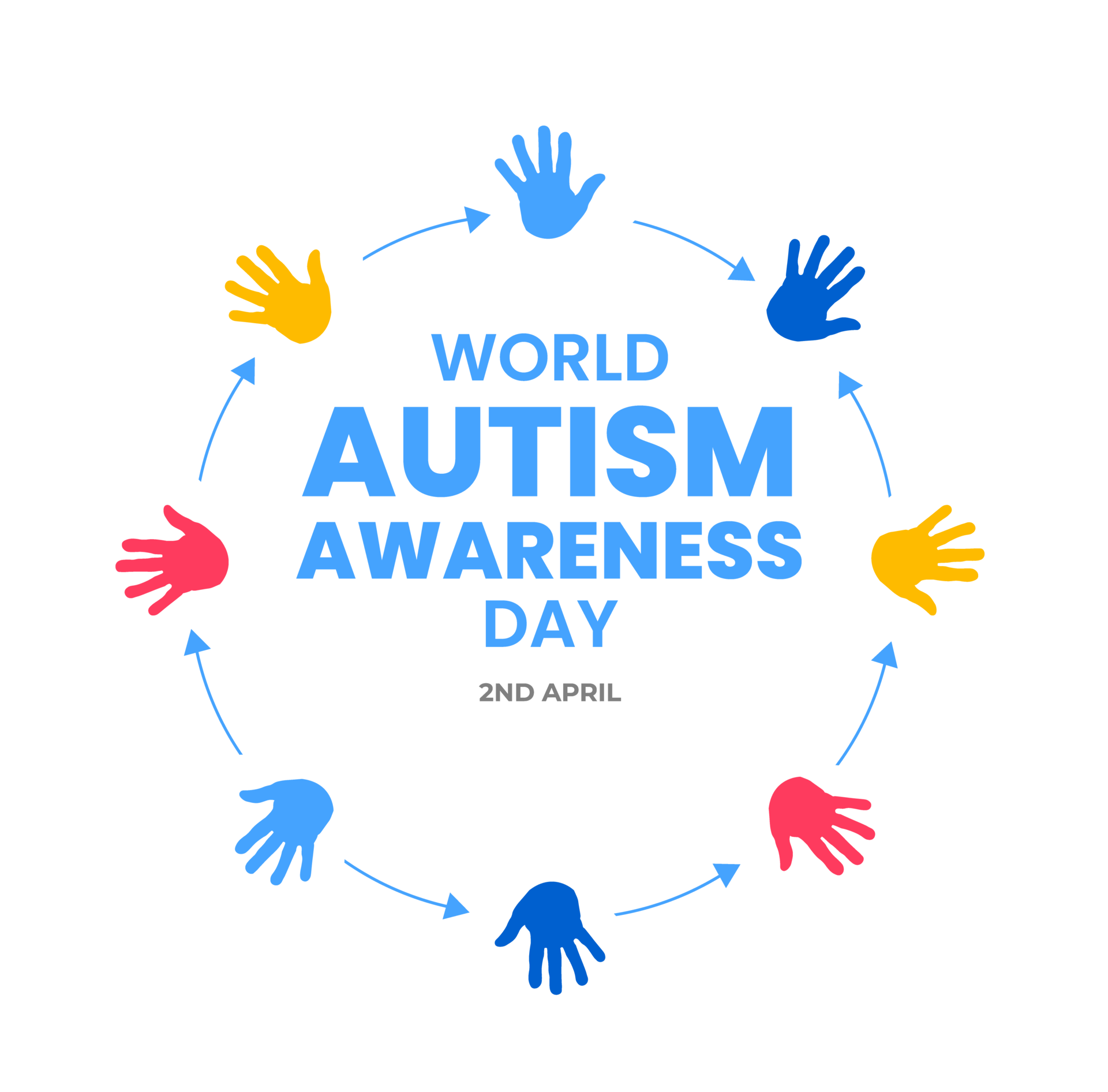 World autism awareness day color frame with typography design template