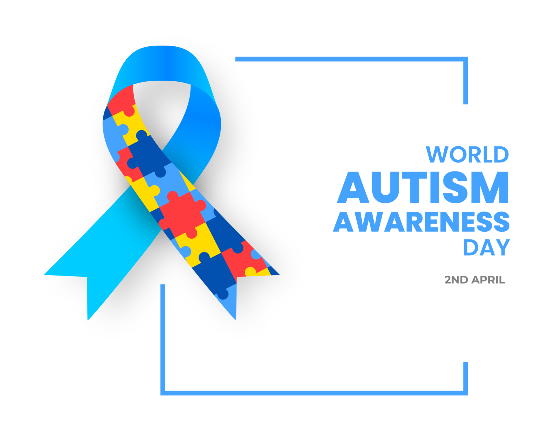 World autism awareness day color frame with typography design template