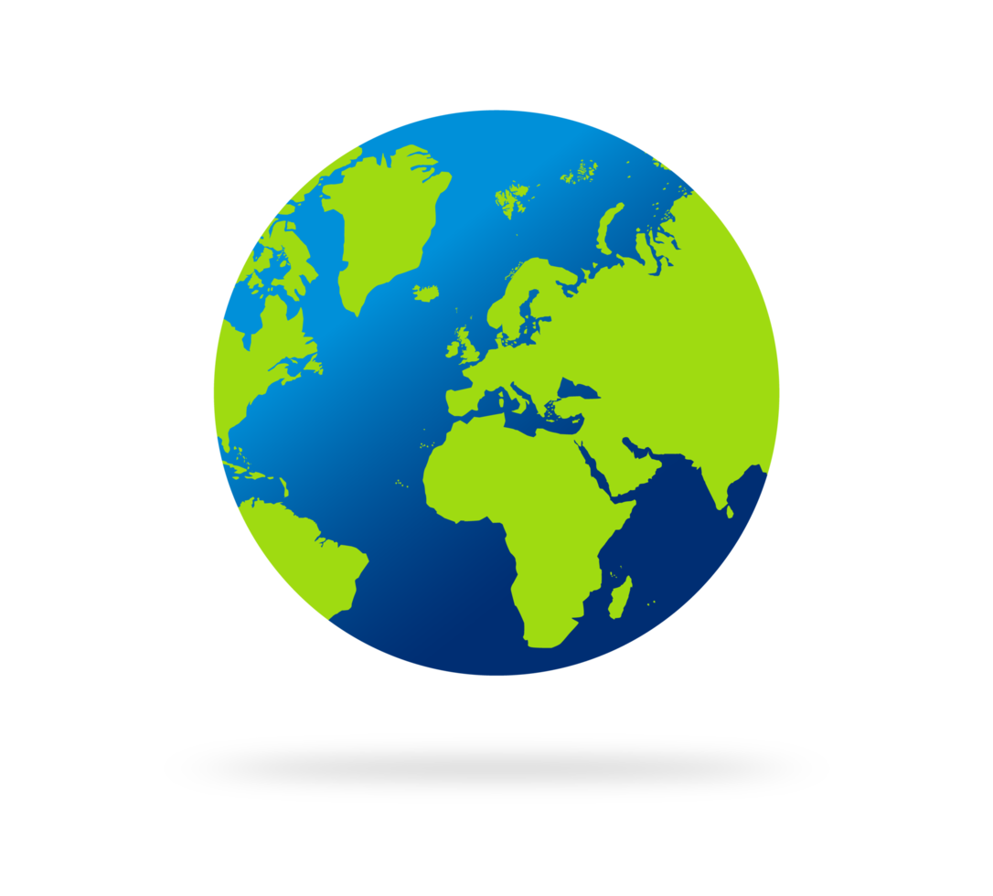 Earth globe with green and blue color. world globe. World map in globe shape. Earth globes Flat style. png