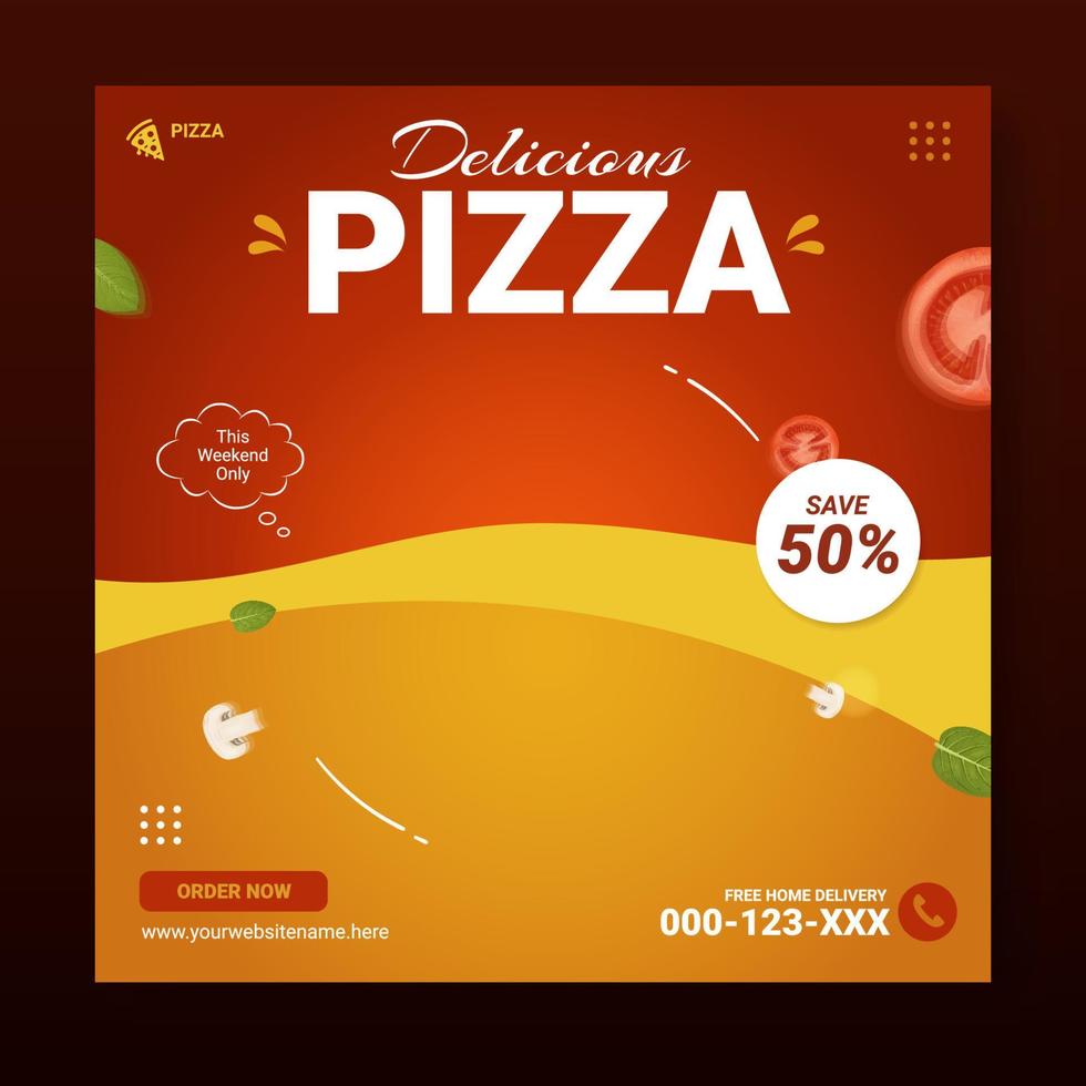 Delicious pizza social media promotion template vector