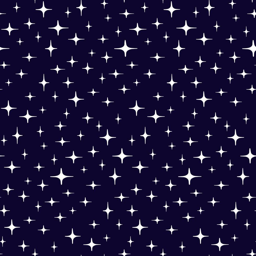 el patrón del cielo nocturno con estrellas. brillo sobre un fondo azul. estrellas brillantes sobre un fondo azul. adecuado para la impresión en textiles y papel. envoltorio de regalo, pancarta, volante, papel tapiz, ropa de cama vector