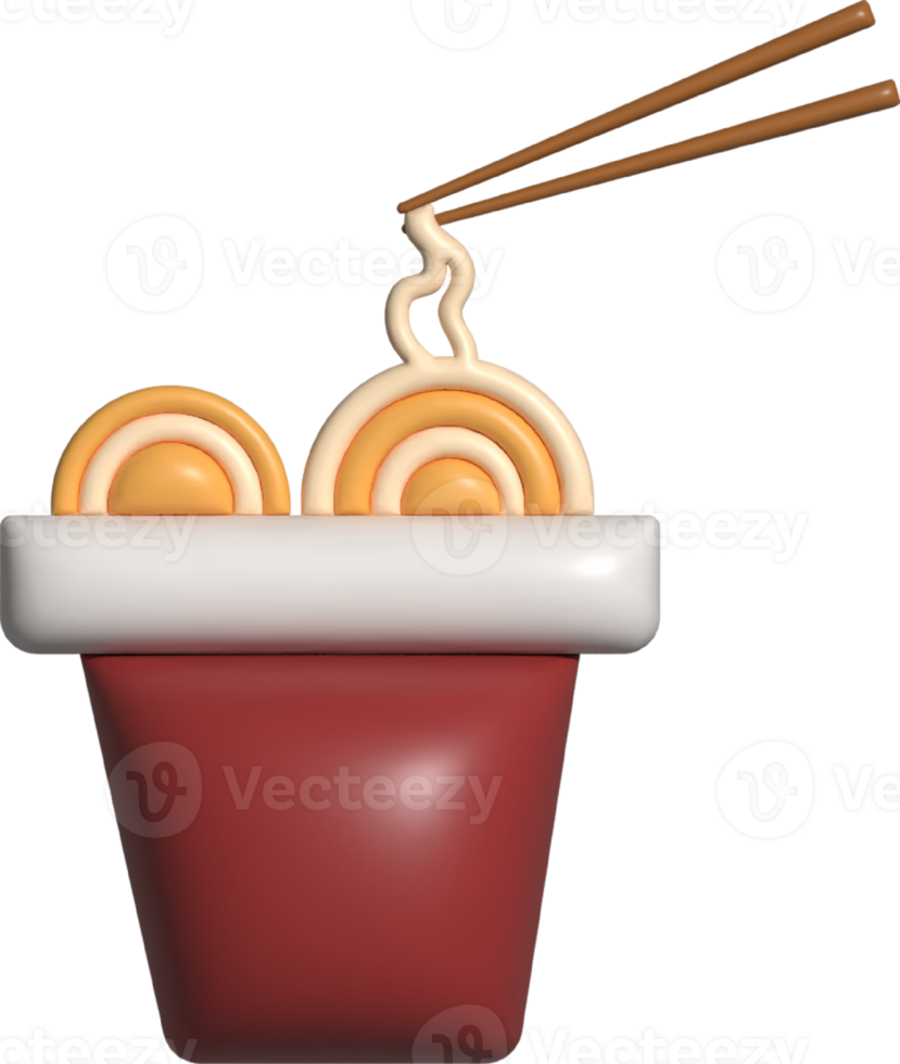 noodles 3D icon, fast food 3D icon. png