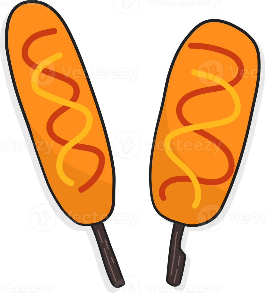 Corn dog korean street food, fast food element. png