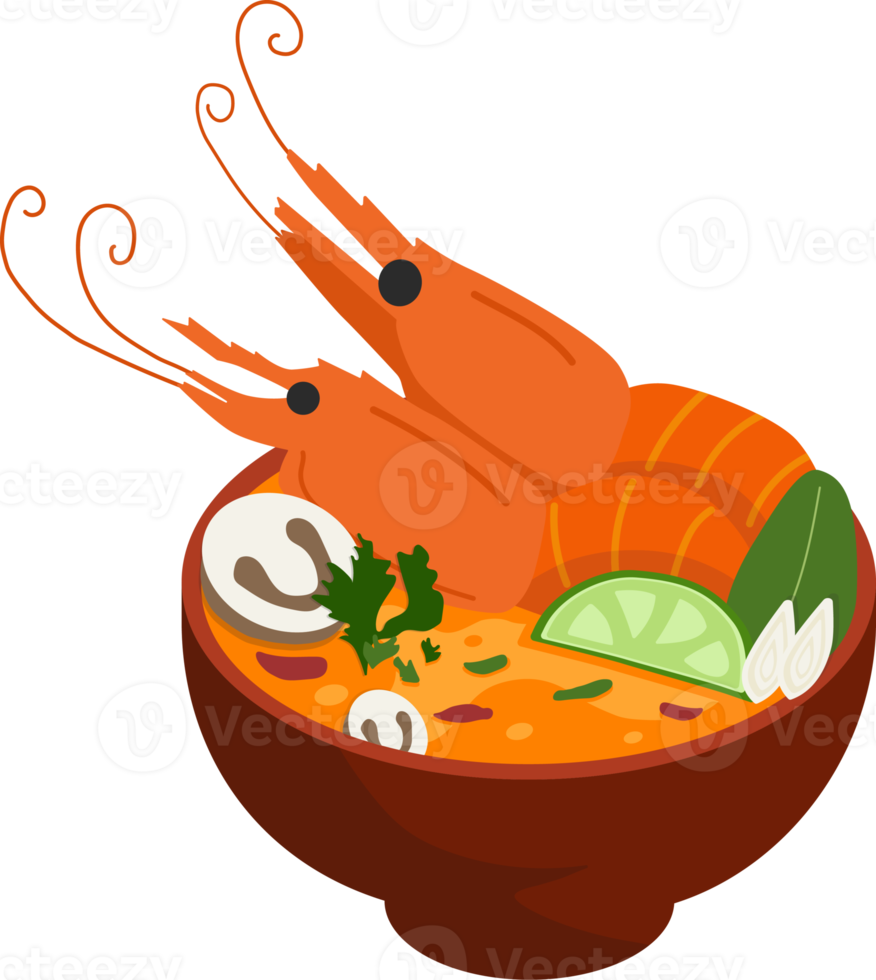 Tom Yum Kung Soup, Traditional Thai spicy soup. png