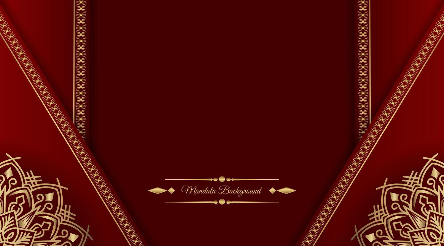 Red background with golden mandala ornament vector