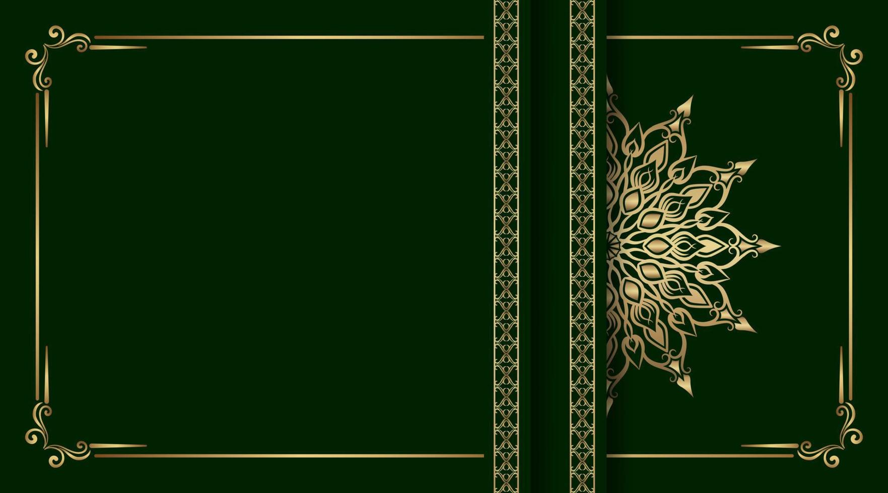 Green luxury background  with mandala ornament vector