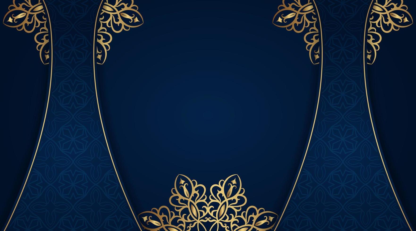 Blue background with golden mandala ornament vector