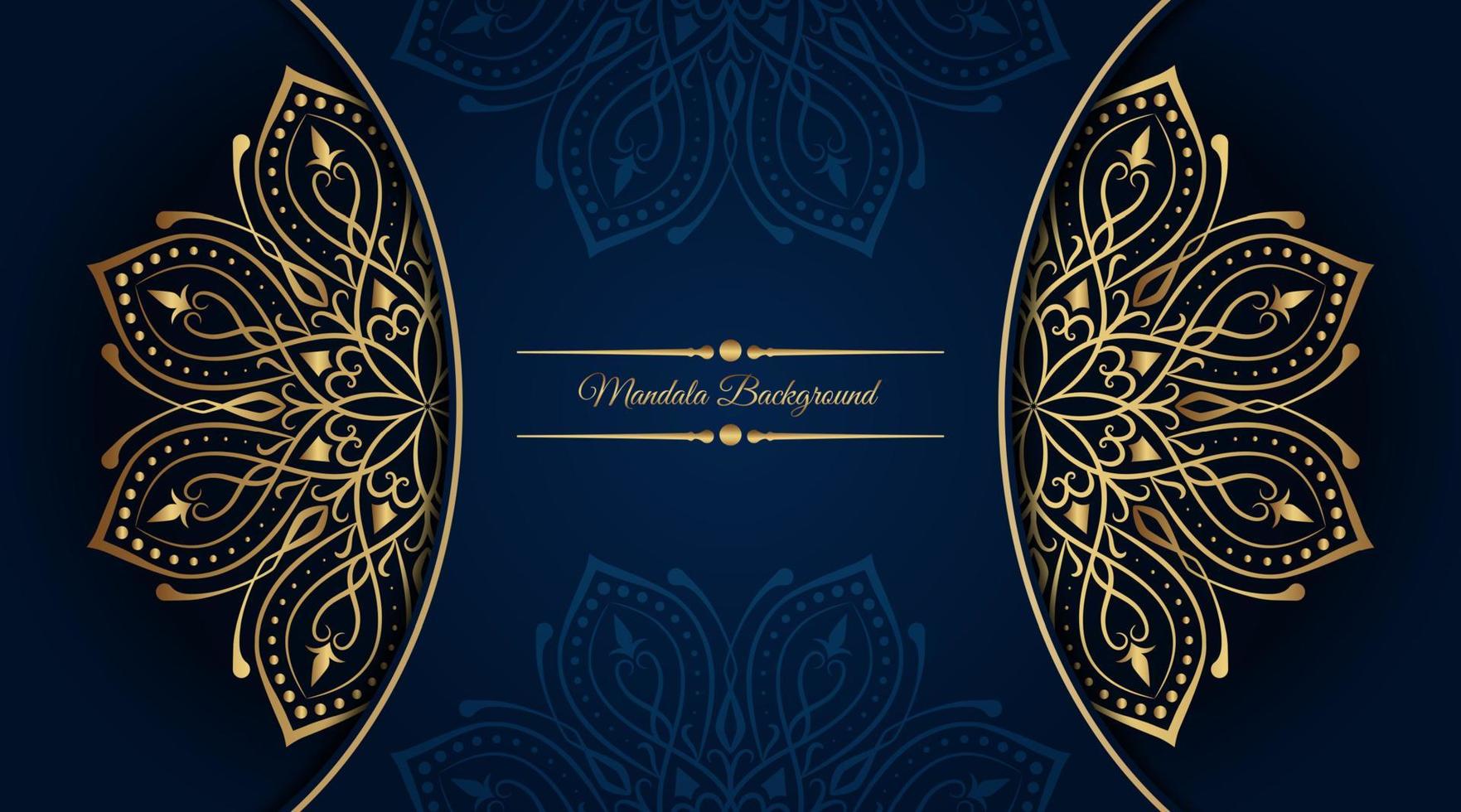 Blue background with golden mandala ornament vector