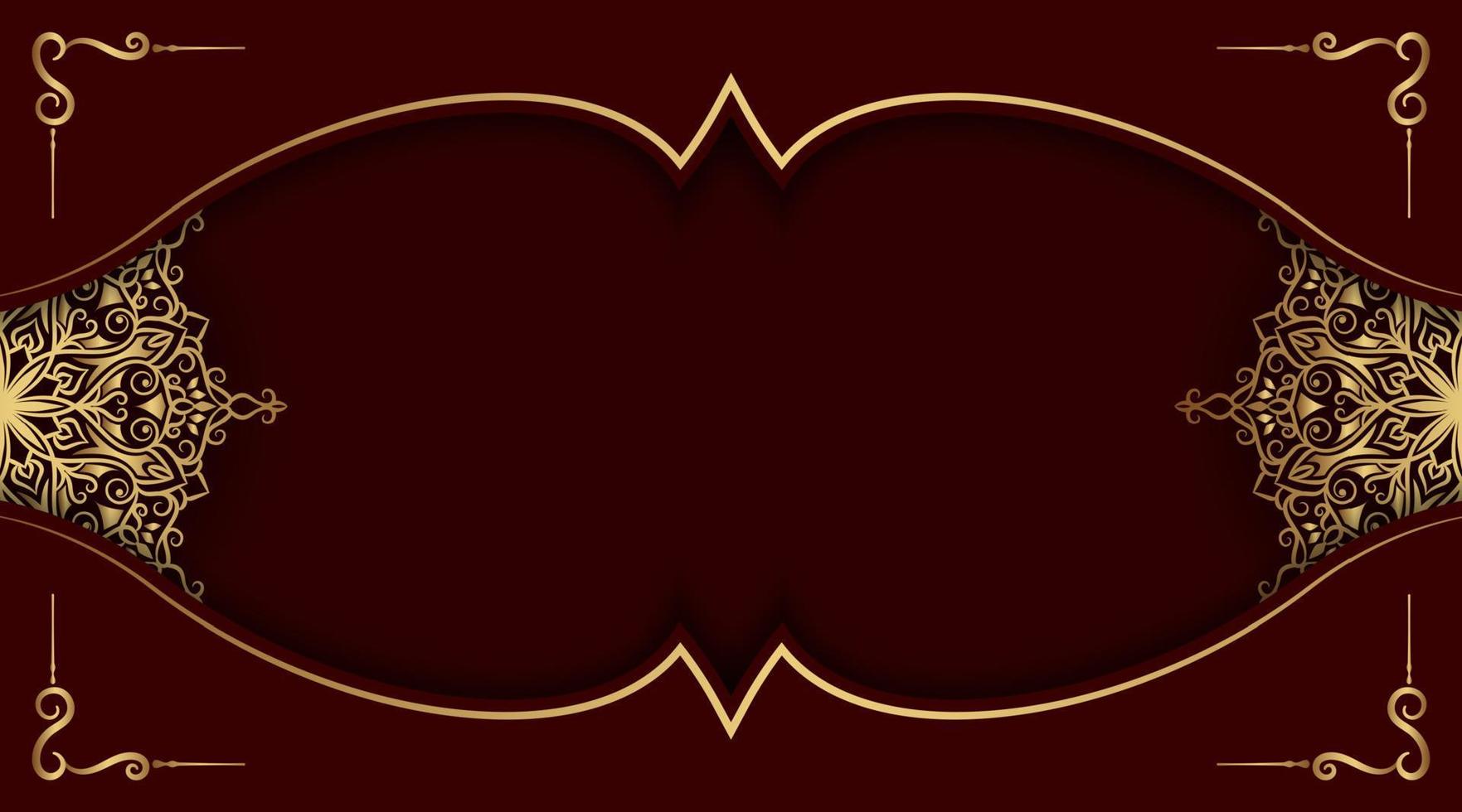 Red background with golden mandala ornament vector