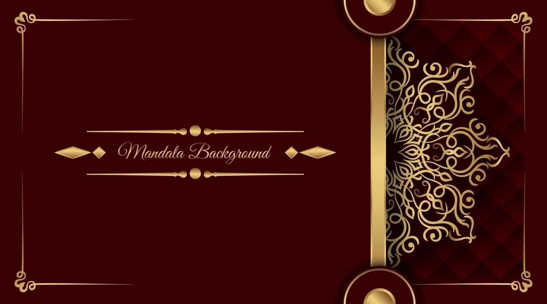Red background with golden mandala ornament vector