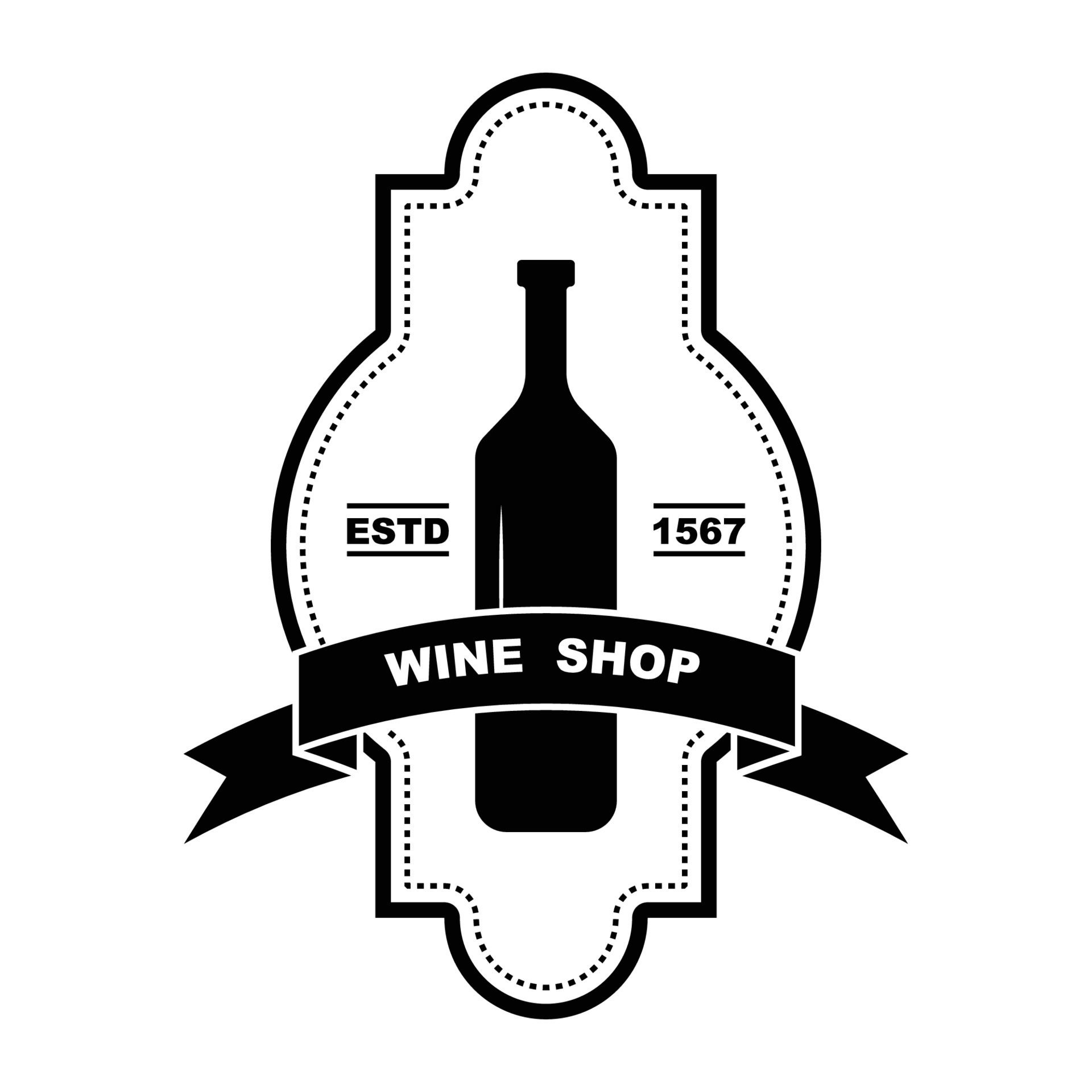 wine, winery logo or icon, emblem, label for menu design restaurant or