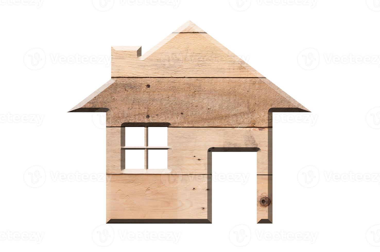 house icon from wooden texture  isolated on white background photo
