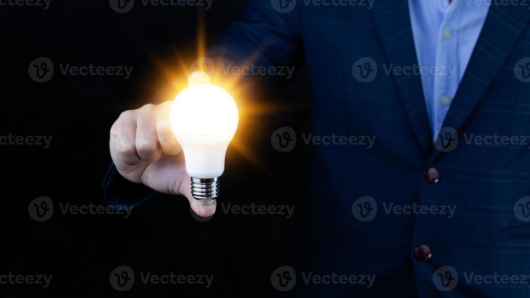 Bright idea in hand Business man,Hands holding light bulb for concept new idea concept with innovation and inspiration,technology in science and communication concept photo