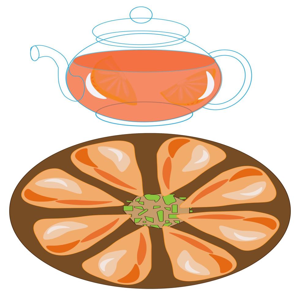 conjunto té conjunto horneando té dulces garabatear ilustración para el menú. vector