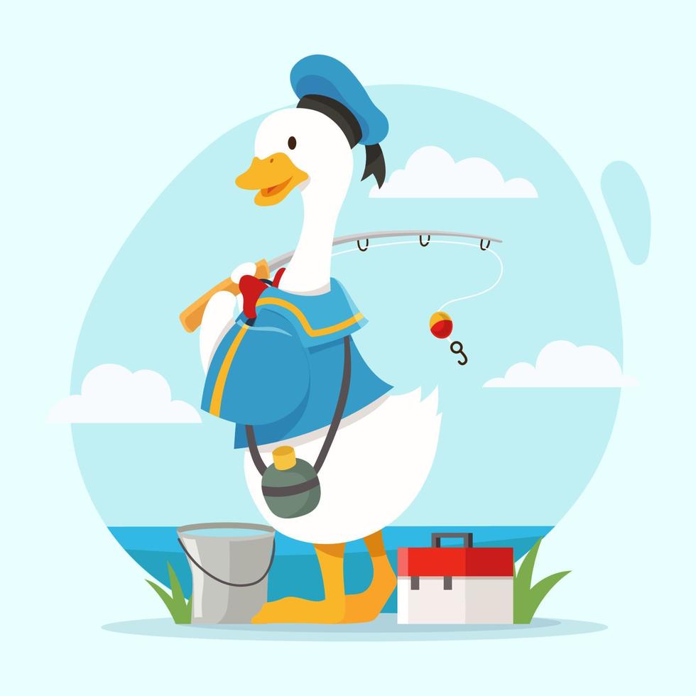 The Duck Go Fishing Alone vector