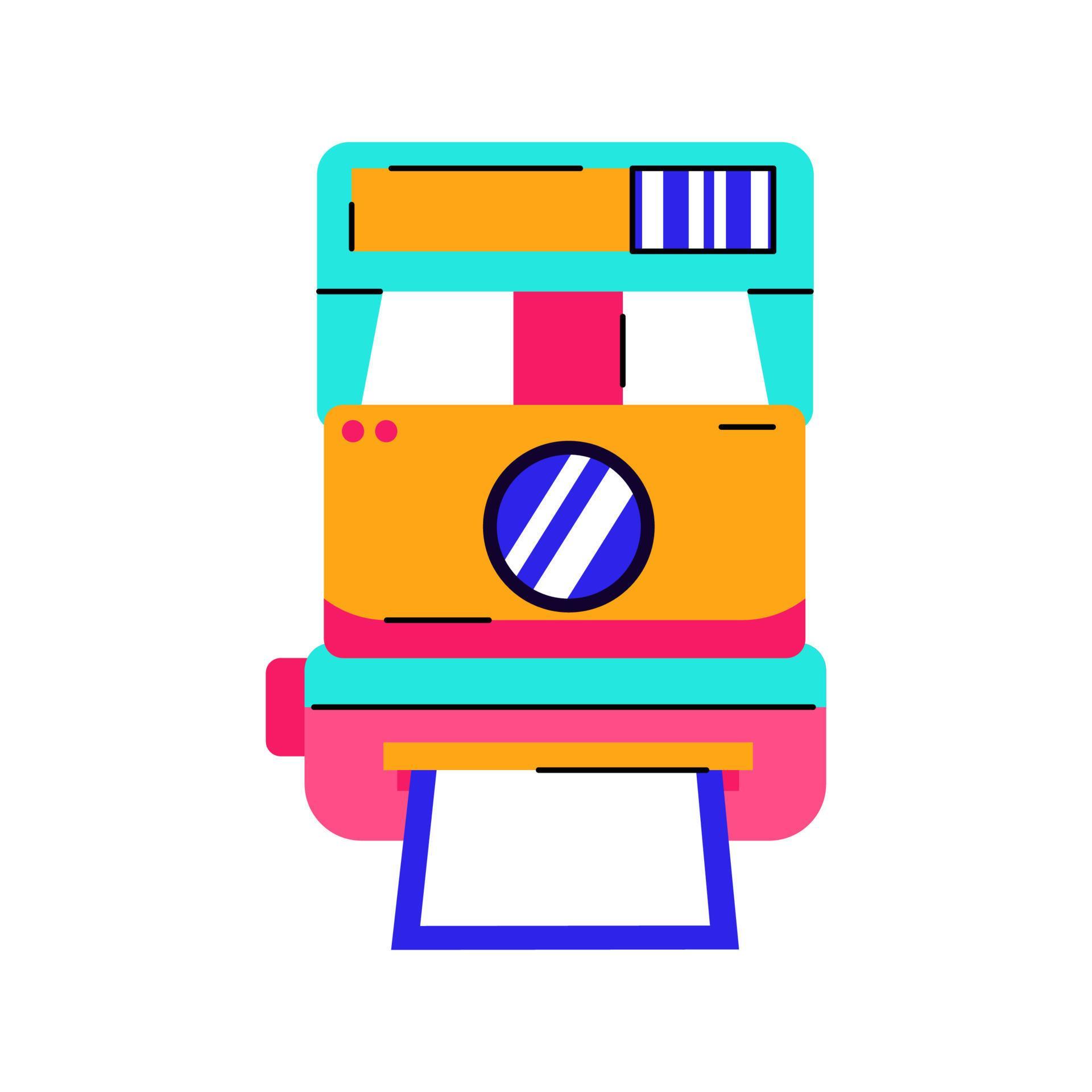 Colorful vintage camera in thendy style. 90s device. 21610374 Vector