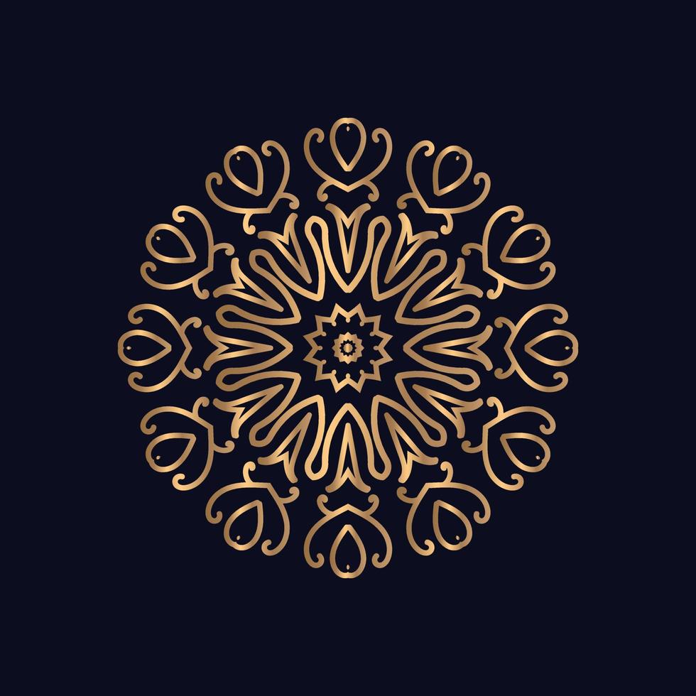 Golden color Circulated mandala Luxury ornamental design vector