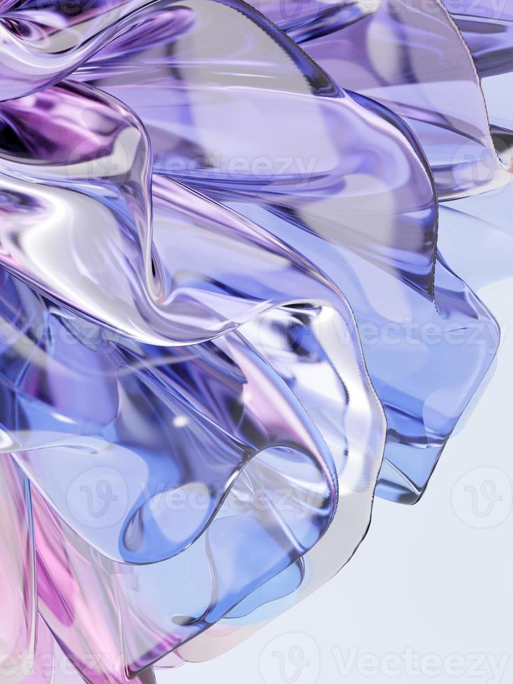 3D Rendering Abstract Glass or Crystal Floral Illustration for Beauty  Leaflet, Presentation or Catalog Cover. photo