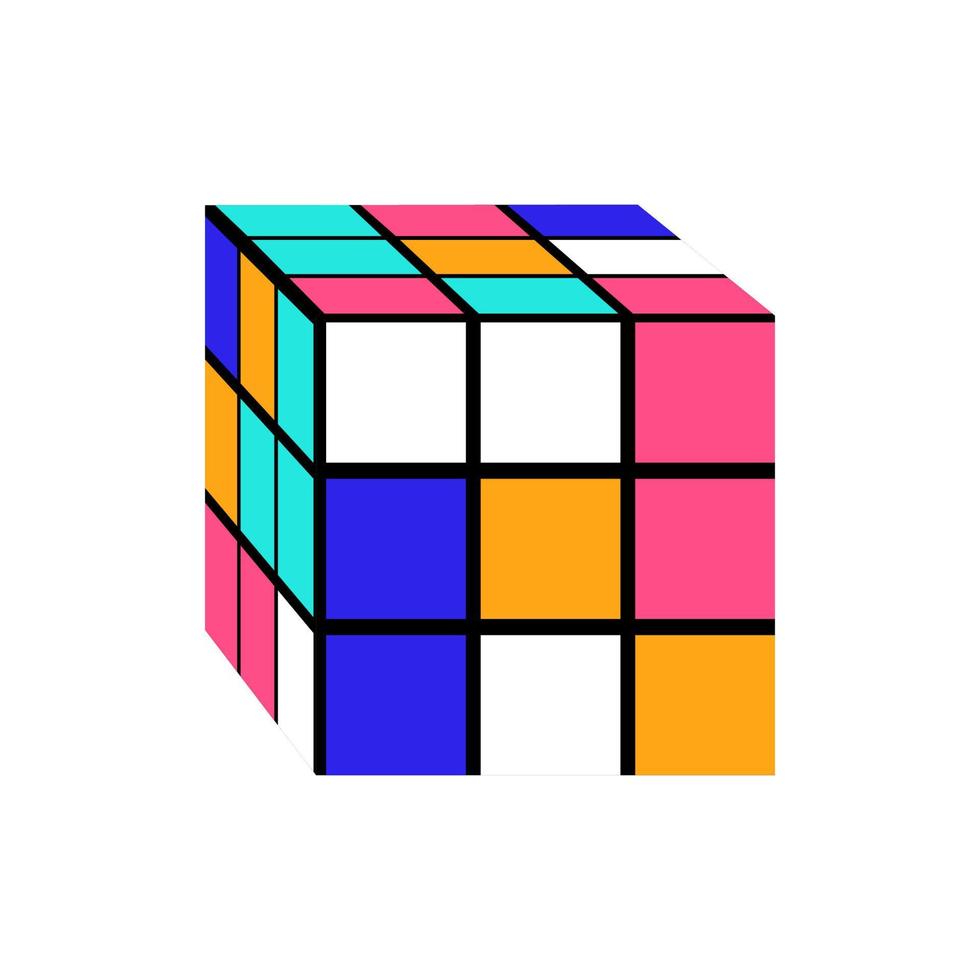 Colorful cube 90s game. vector