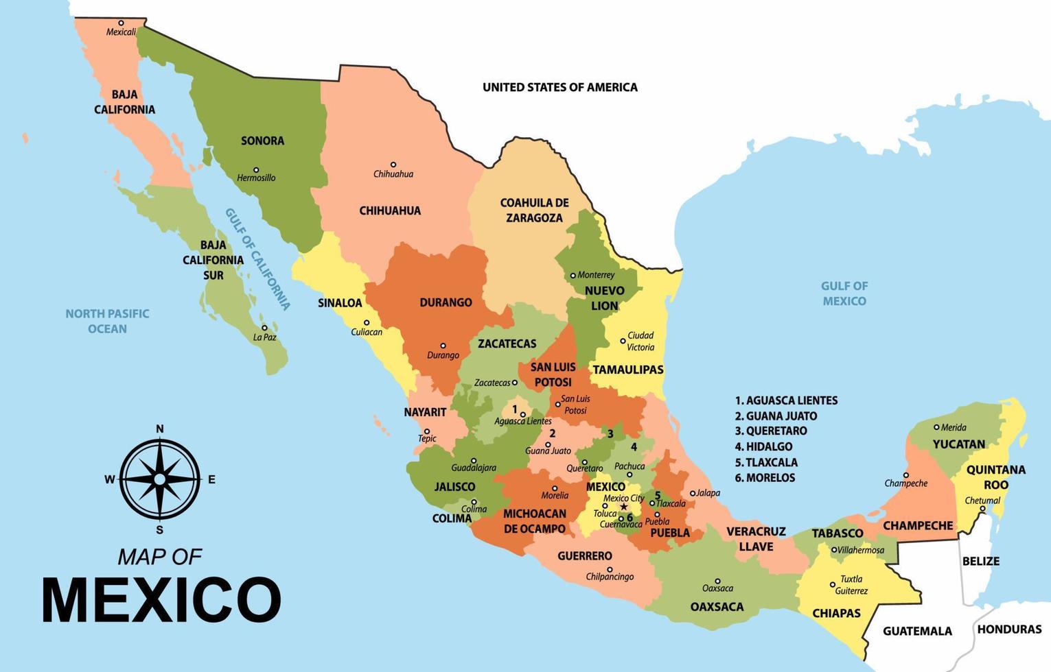 mexico país mapa vector