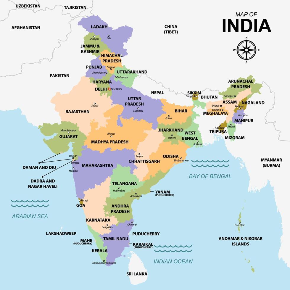 India Country Map vector