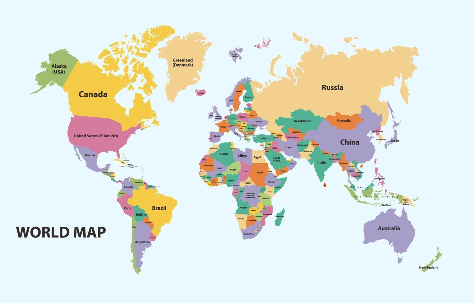 World Map with Country Name vector